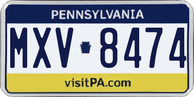 PA license plate MXV8474