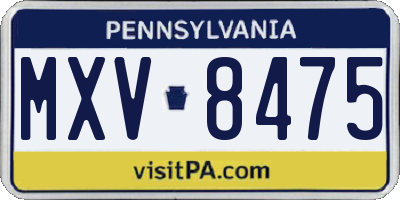 PA license plate MXV8475
