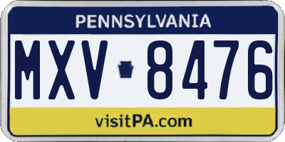 PA license plate MXV8476