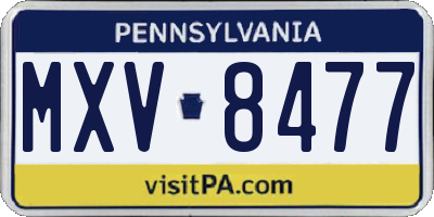 PA license plate MXV8477