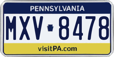 PA license plate MXV8478