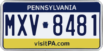 PA license plate MXV8481