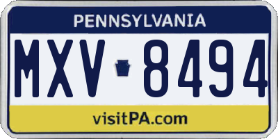 PA license plate MXV8494