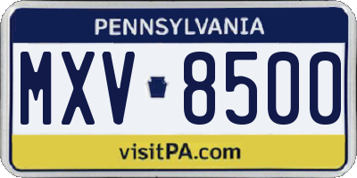 PA license plate MXV8500