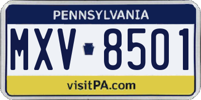 PA license plate MXV8501