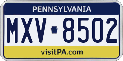 PA license plate MXV8502