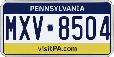 PA license plate MXV8504