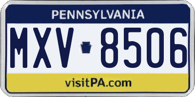 PA license plate MXV8506