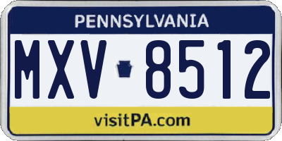 PA license plate MXV8512