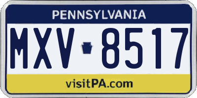 PA license plate MXV8517