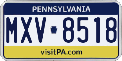 PA license plate MXV8518