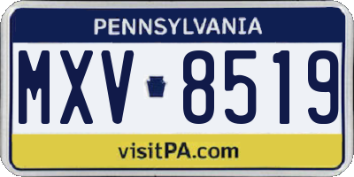 PA license plate MXV8519