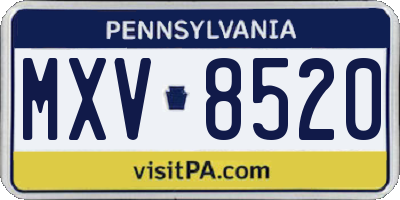PA license plate MXV8520