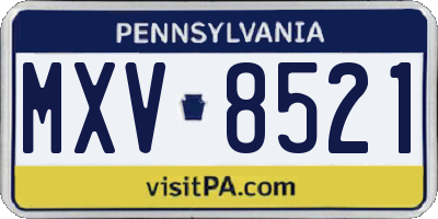 PA license plate MXV8521