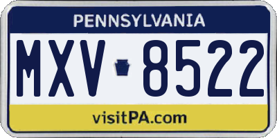 PA license plate MXV8522