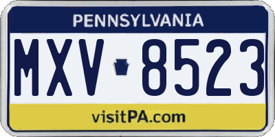 PA license plate MXV8523