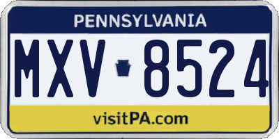 PA license plate MXV8524