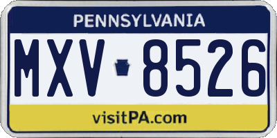 PA license plate MXV8526