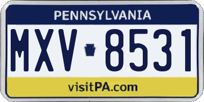 PA license plate MXV8531