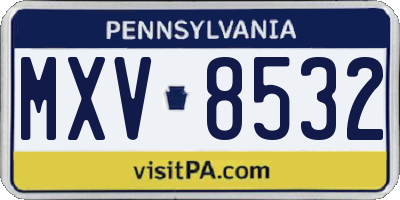 PA license plate MXV8532