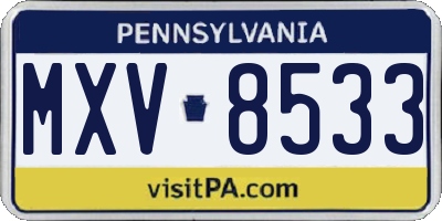 PA license plate MXV8533
