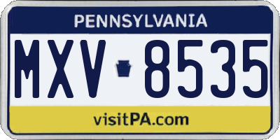 PA license plate MXV8535