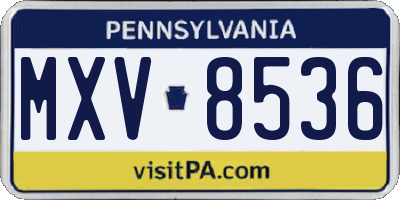 PA license plate MXV8536