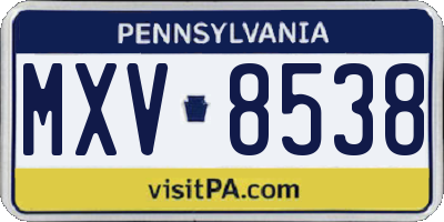 PA license plate MXV8538