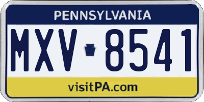 PA license plate MXV8541