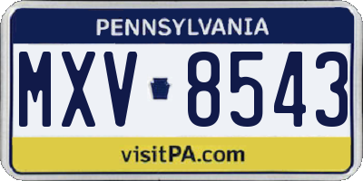 PA license plate MXV8543