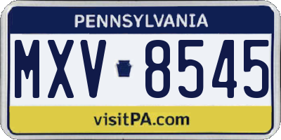 PA license plate MXV8545