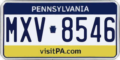 PA license plate MXV8546