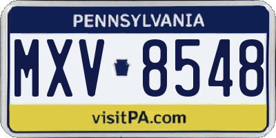 PA license plate MXV8548