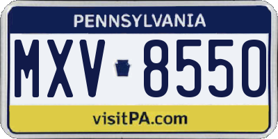 PA license plate MXV8550
