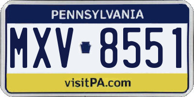 PA license plate MXV8551