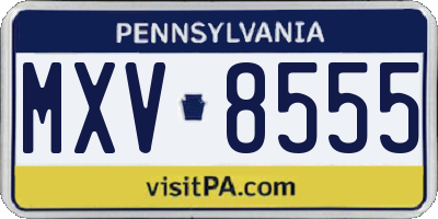 PA license plate MXV8555