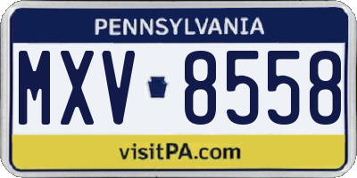 PA license plate MXV8558