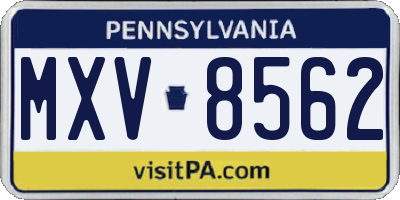 PA license plate MXV8562