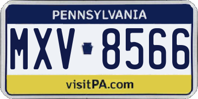 PA license plate MXV8566