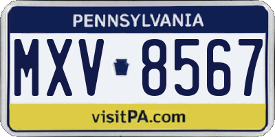 PA license plate MXV8567