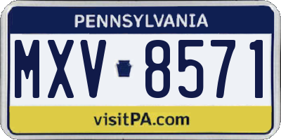 PA license plate MXV8571
