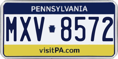 PA license plate MXV8572