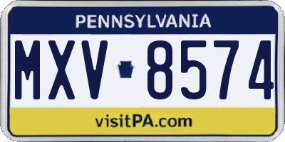 PA license plate MXV8574