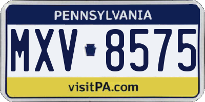 PA license plate MXV8575