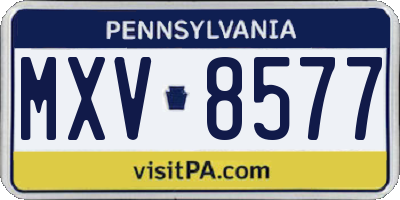 PA license plate MXV8577
