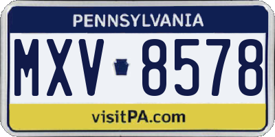 PA license plate MXV8578