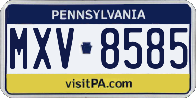 PA license plate MXV8585
