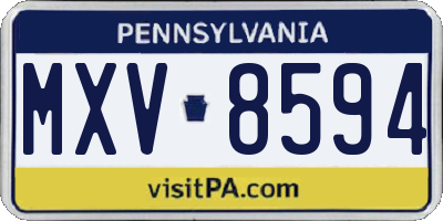 PA license plate MXV8594