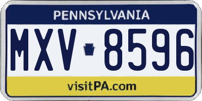 PA license plate MXV8596