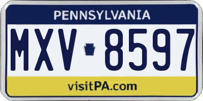 PA license plate MXV8597